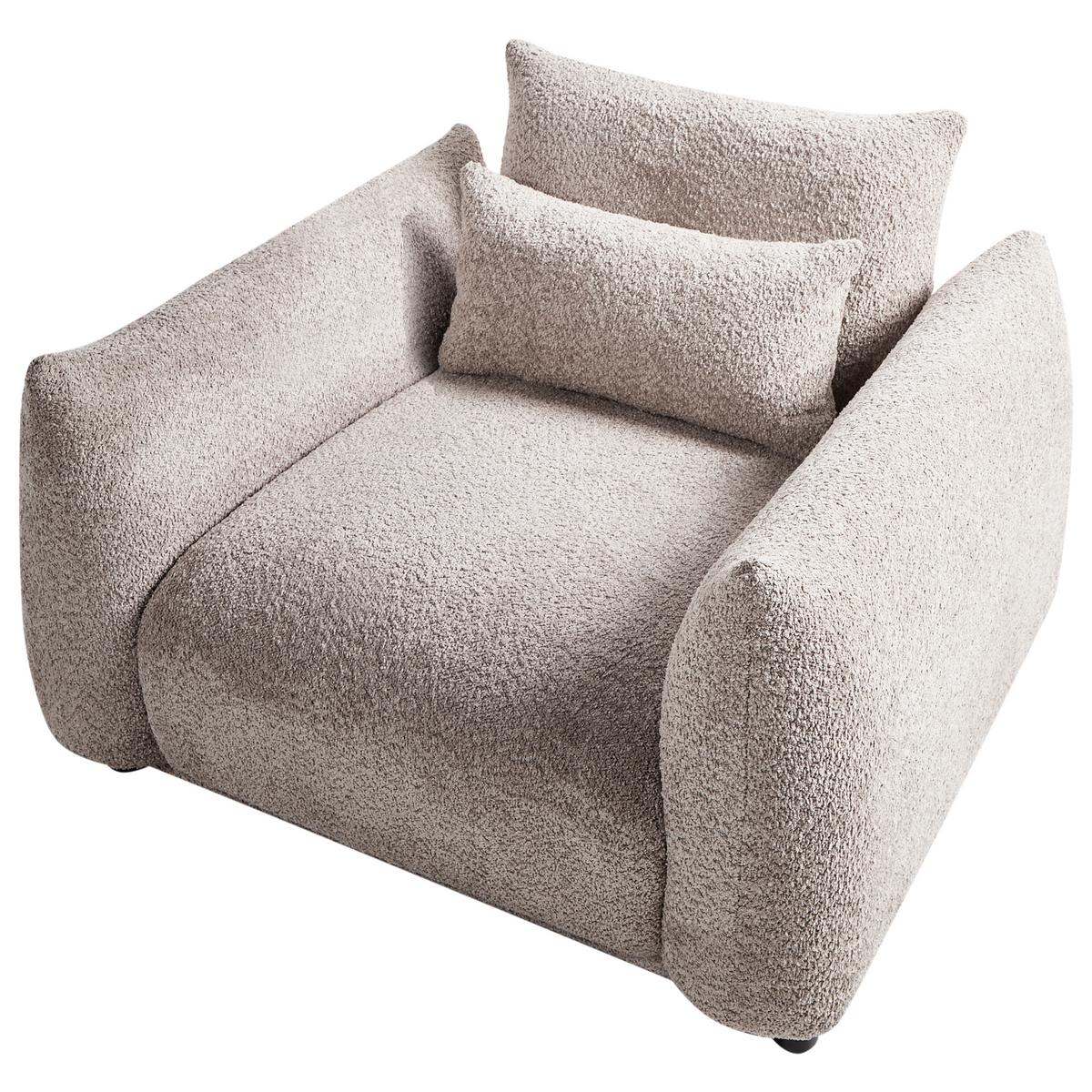 SESSEL Bouclé Taupe Jamsa - Taupe, Textil (96/72/86cm) - Beliani