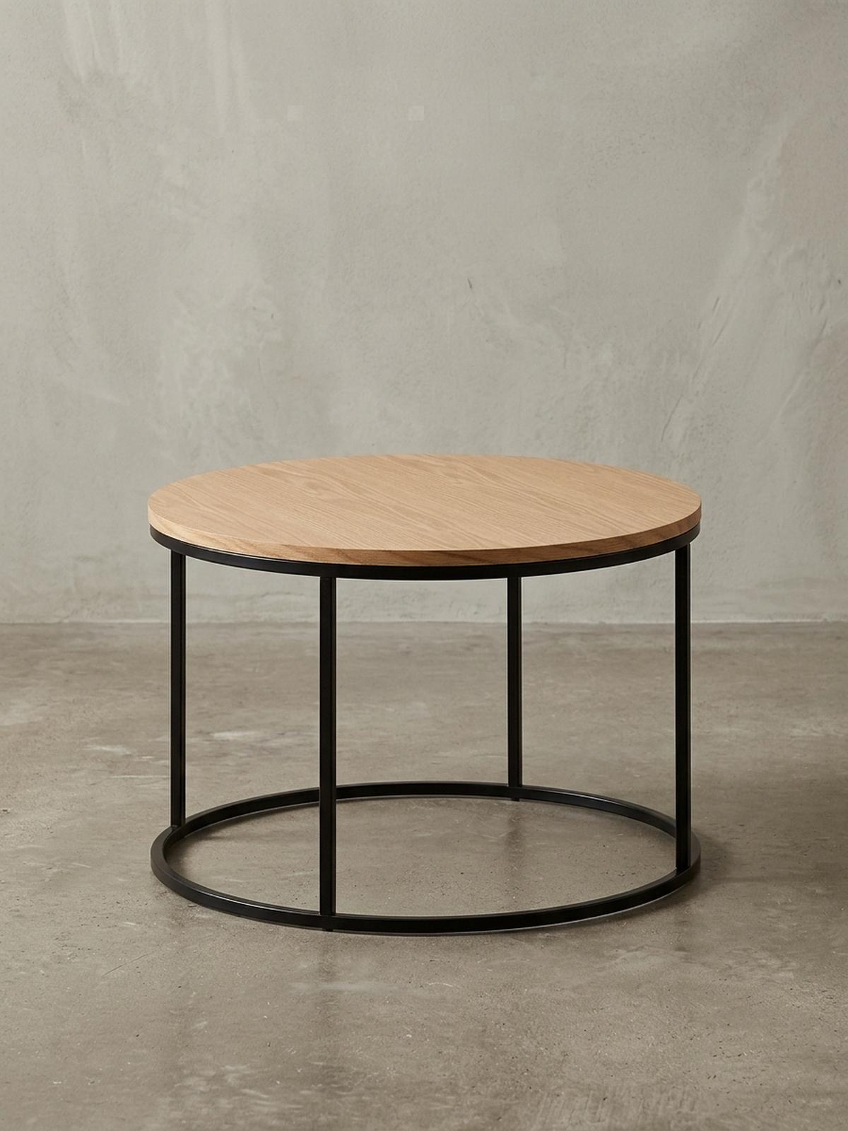 COUCHTISCH Rund in Eichefarben, Holz-Metall-Kombination, Modernes Design, Maße: 70x70x45 cm - Schwarz/Braun, Metall (70/70/45cm) - KADIMA DESIGN