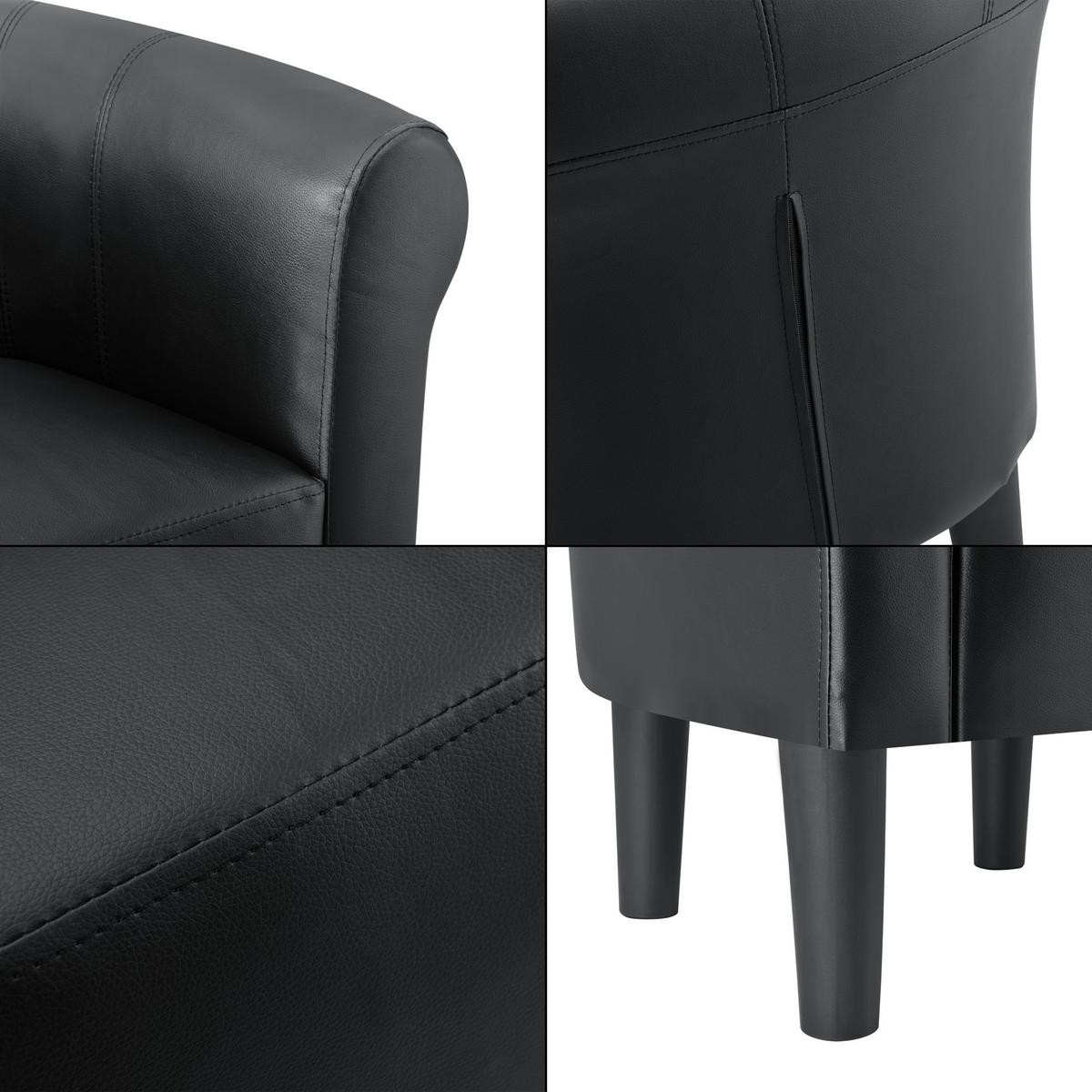SESSEL Jelgava Kunstleder Schwarz - Schwarz, Textil (70/70/58cm) - [en.casa]