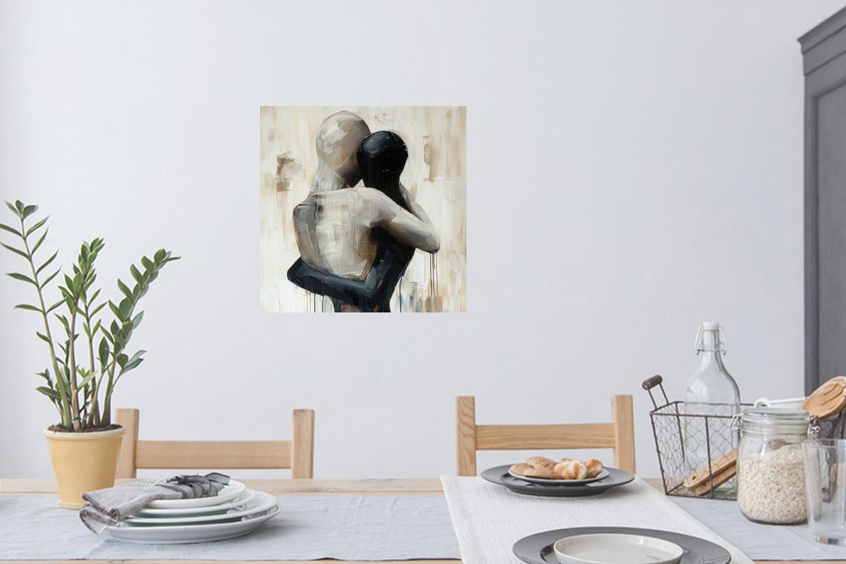 WANDTATTOO Abstrakt - Liebe - Schwarz und weiß - Modern Wanddeko 50x50 cm - Schwarz, Kunststoff (50/50/0.1cm) - MuchoWow