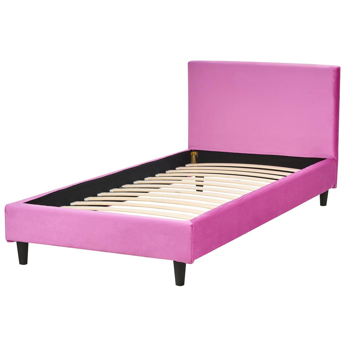 BETTRAHMENBEZUG Samtstoff 90/200 cm Fuchsia Fitou - Pink, Textil (100/214cm) - Beliani