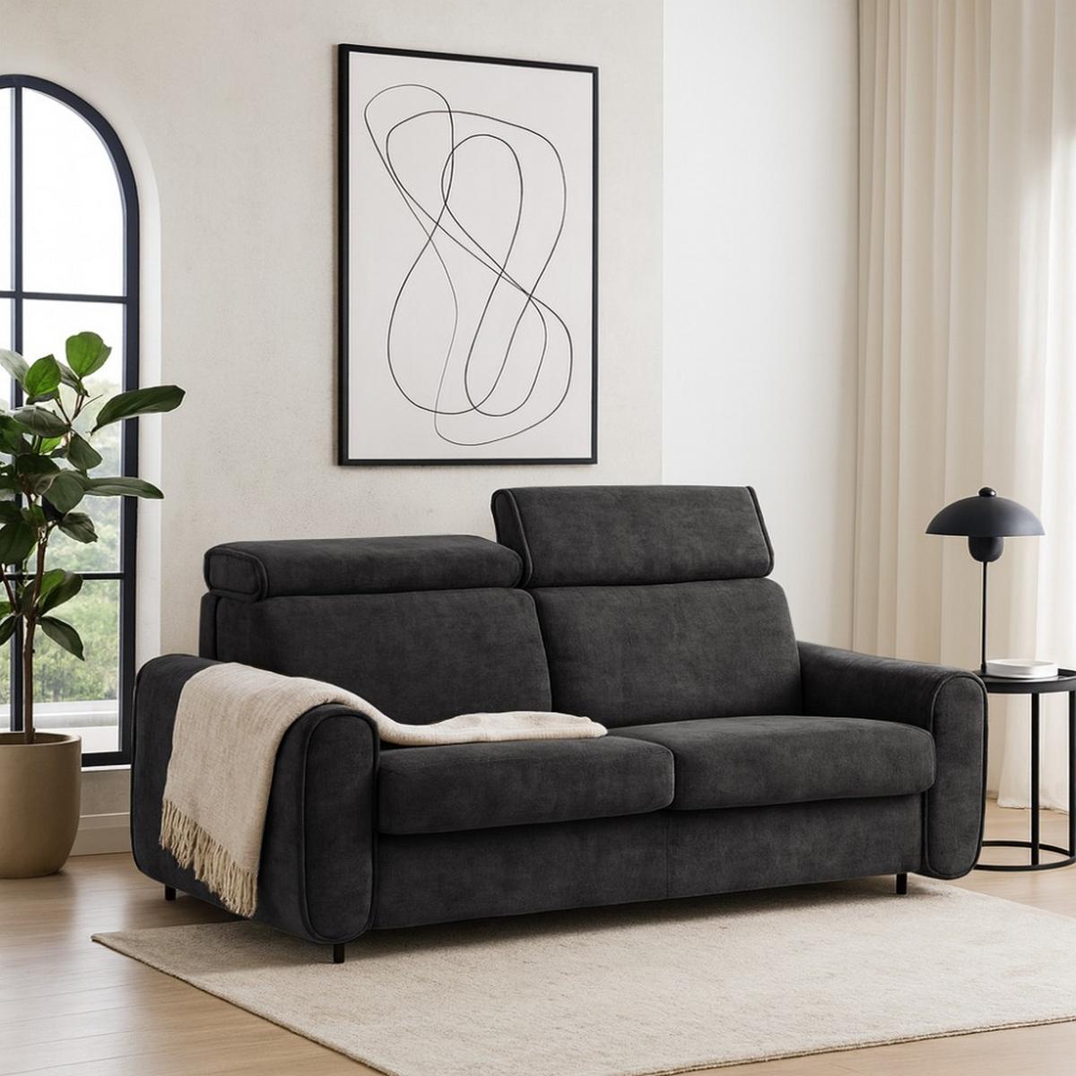 SCHLAFSOFA Pavarti mit italienischem Gestell, 140x195, Schwarz - Schwarz, Holzwerkstoff/Textil (194/88/100cm) - Beautysofa