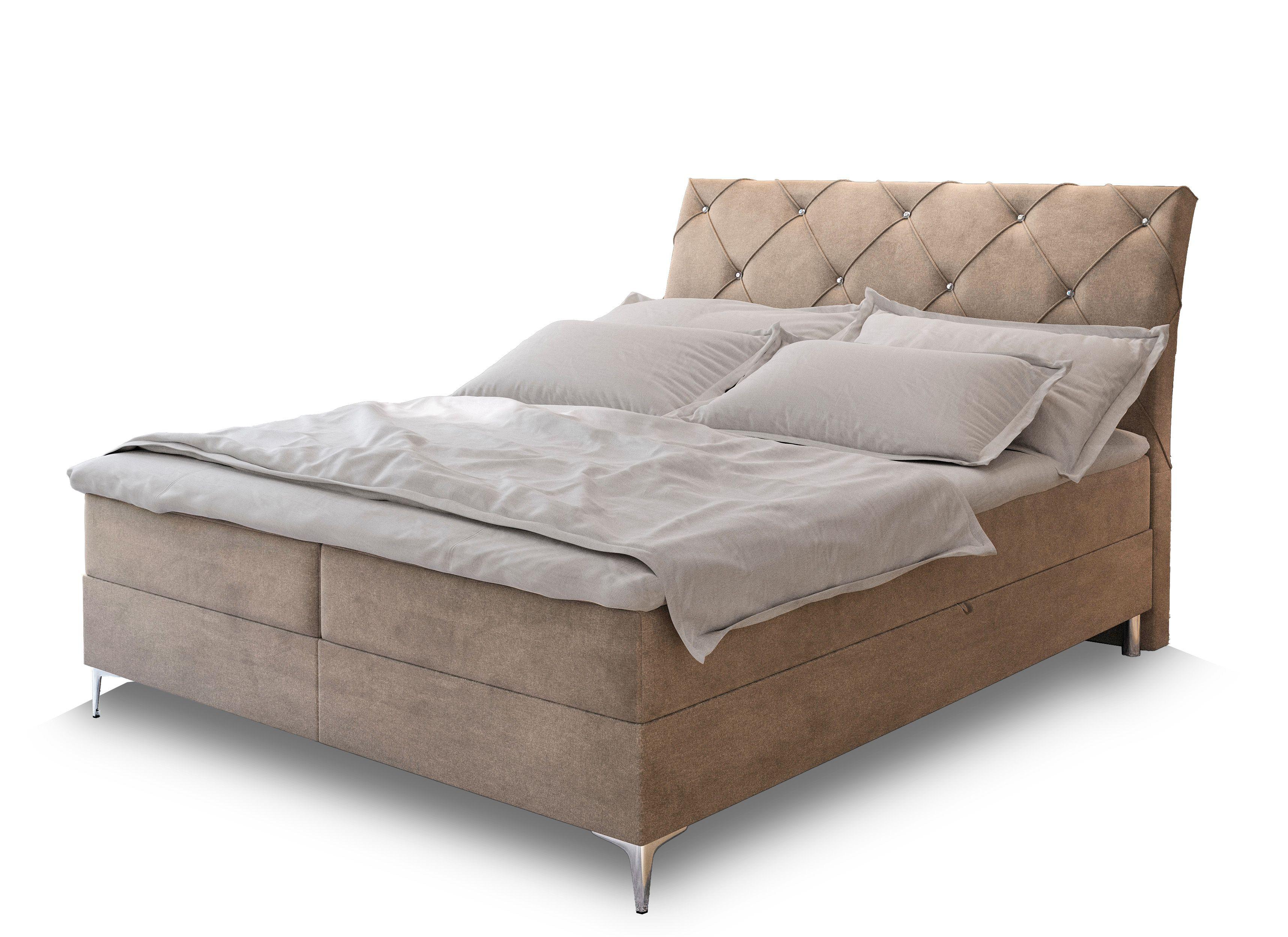 BOXBETT MACON 160x200 cm mit Matratze und Topper - Beige - Beige, Holz (160/200cm) - MASSENO