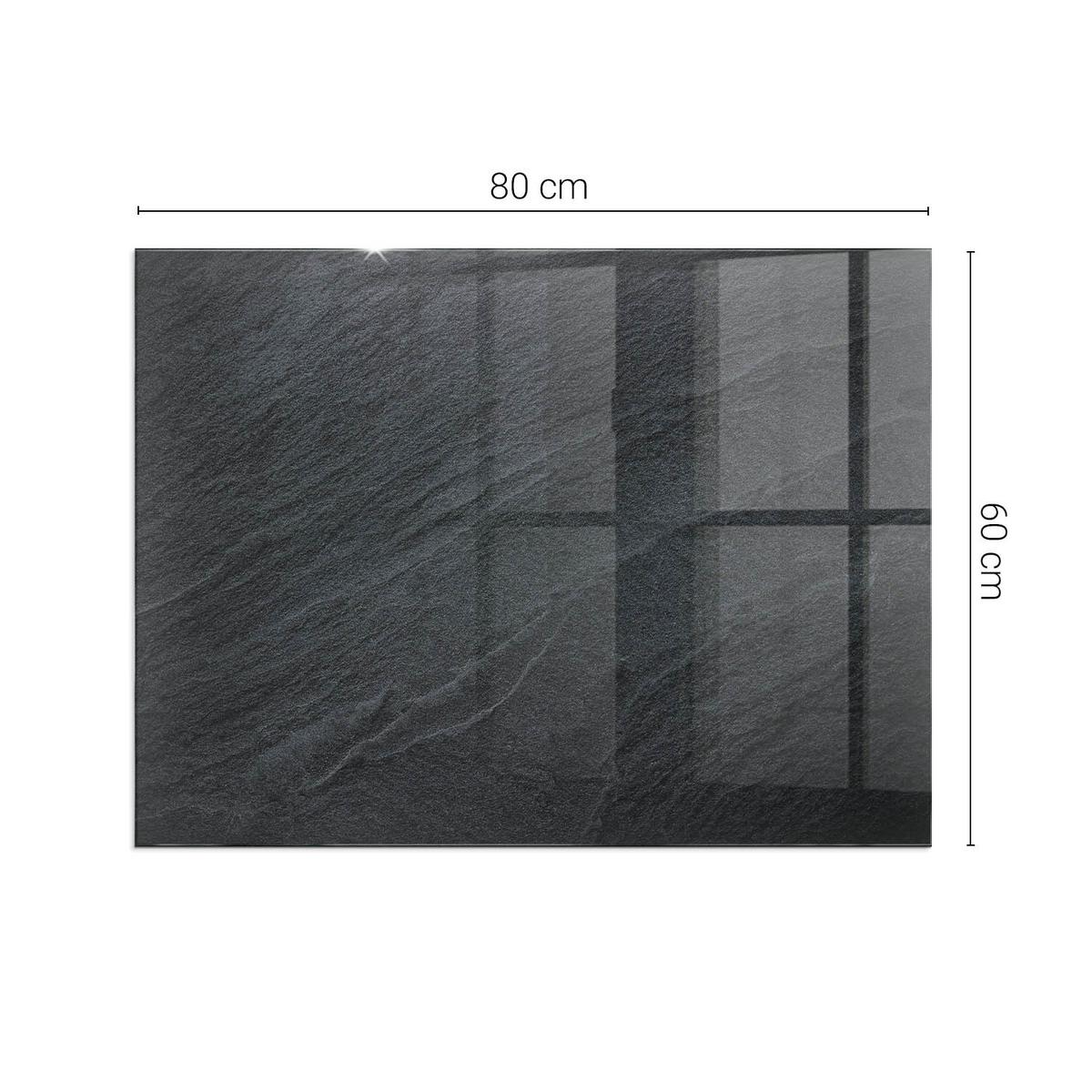 GLASPLATTE für Kamin 80x60 cm - Schwarz, Glas (80/60/0.4cm) - TULUP