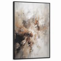 LEINWAND Bilder mit Rahmen - Farbe - Abstrakt - Beige - Kunst - 90x140 - Greige, Textil (90/140cm) - MuchoWow