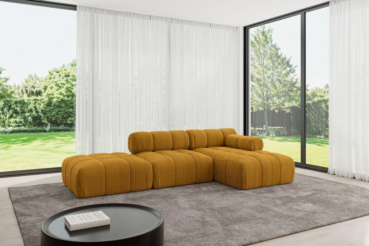 ECKSOFA modulares Sofa Lizur-L1 - 285x160x70 cm Senfgelb Cord - Currygelb, Holzwerkstoff/Textil (285/160cm) - ALTDECOR