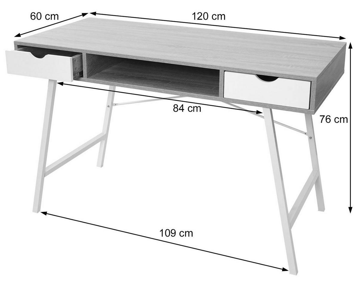 SCHREIBTISCH rechteckig Schwarz - Schwarz, Holz (60/120/76cm) - MCW