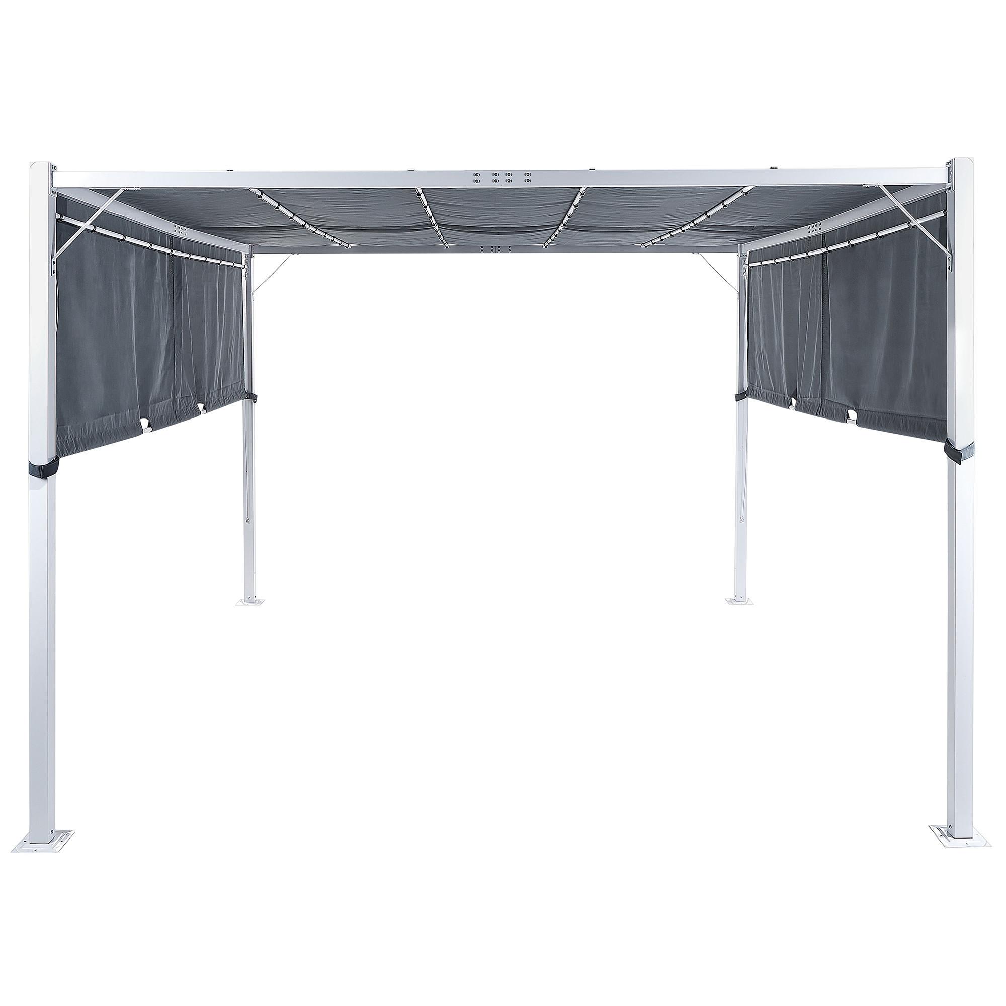 PERGOLA mit LED-Beleuchtung Stahl grau 310/310 cm Parga - Weiß/Grau, Metall (310/215/310cm) - Beliani