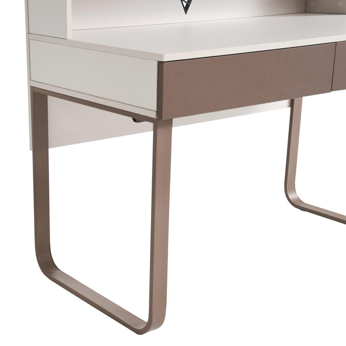 SCHREIBTISCH Boreo für Jugendzimmer, mit 2 Schubladen und Aufsatz mit Regalbode, 120 cm, Kaschmir/Hellbraun - Kaschmir/Hellbraun, Metall (62/120/135cm) - Beautysofa