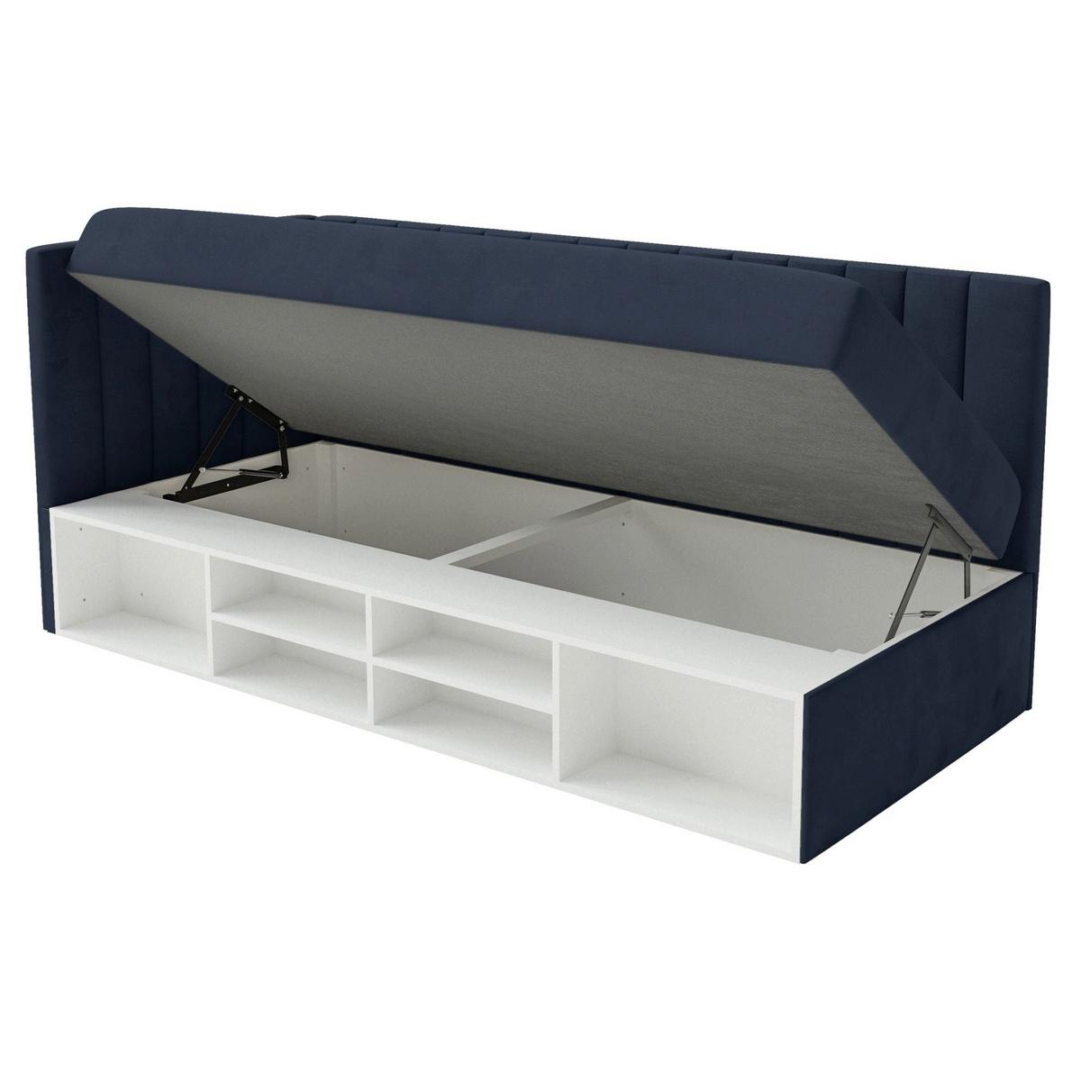JUGENDBETT Ventrio Dunkelblau Easy-Clean-Samtbezug 90x200 cm - Graphitfarben, Kunststoff/Textil (90/200cm) - Selsey