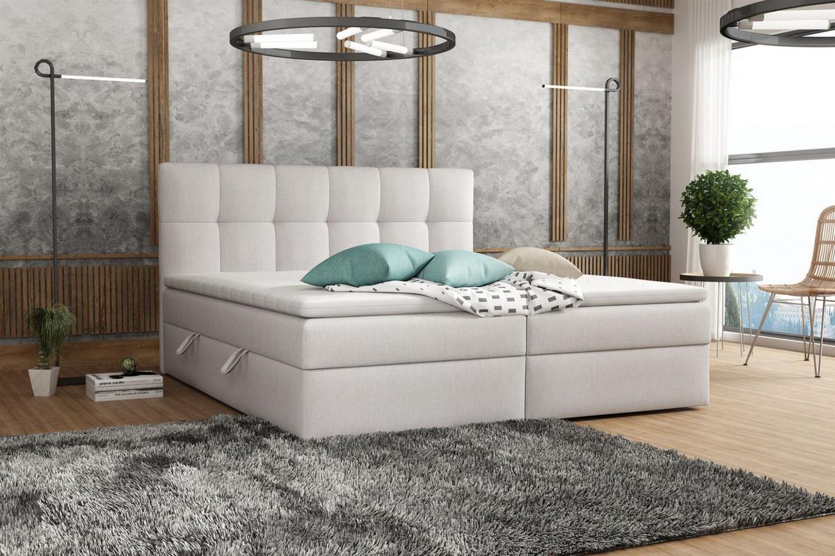 BOXBETT Arturo In Soro - Hellgrau, Holzwerkstoff/Textil (200/200cm) - Fun Möbel