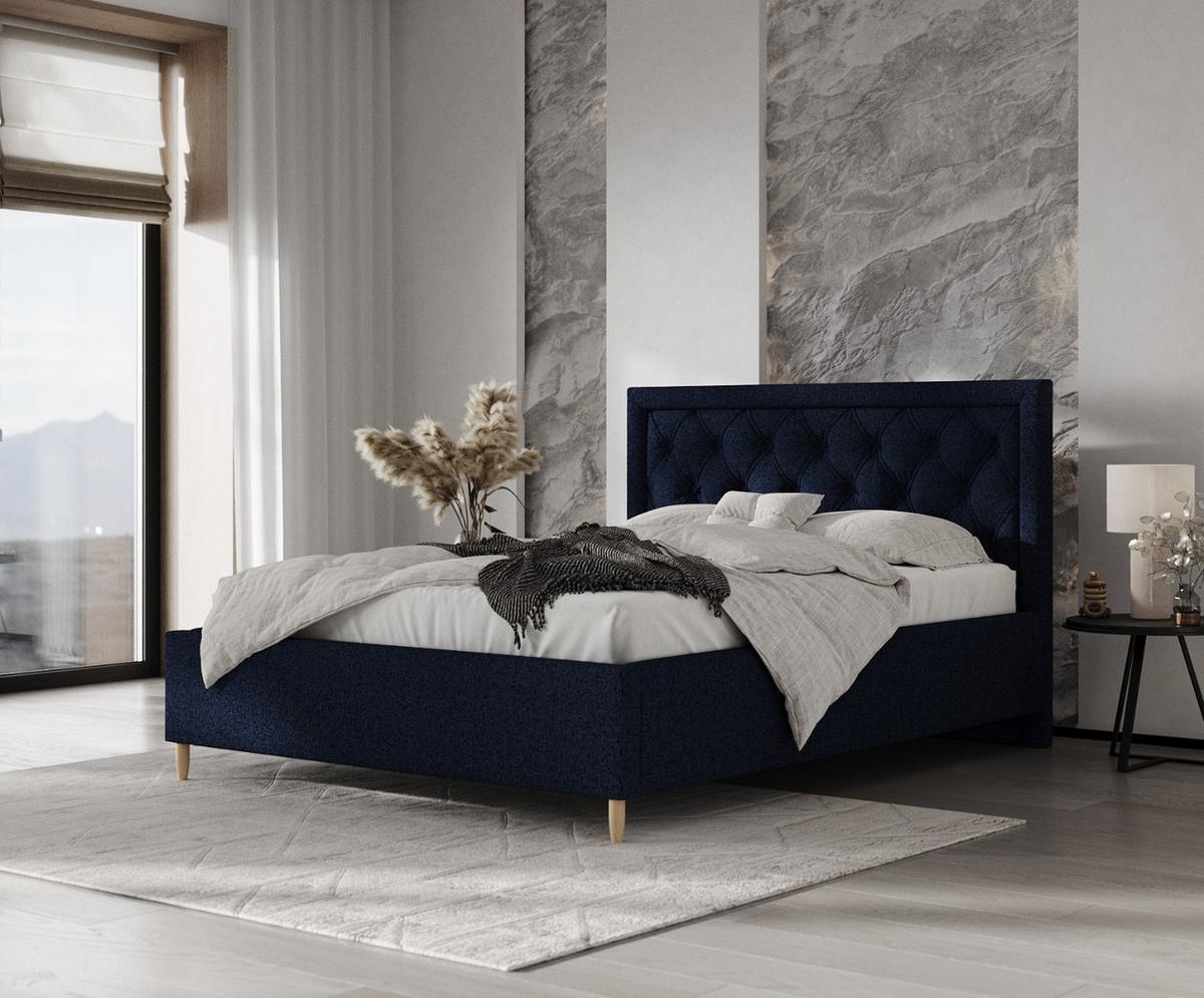 POLSTERBETT Lido 180/200 cm Marineblau im Riva Stoff - Naturfarben/Dunkelblau, Holz/Holzwerkstoff (180/200cm) - AltaBeds
