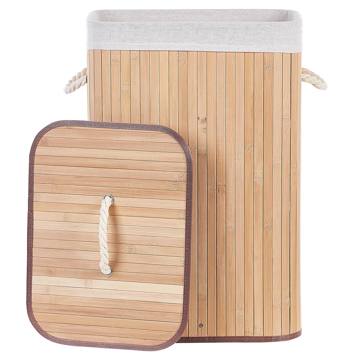 KORB Heller Holzfarbton Komari - Hellbraun/Weiß, Holz (40/60/30cm) - Beliani