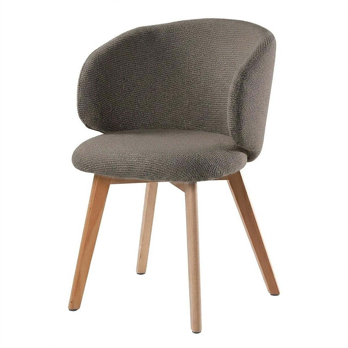 STÜHLE 2er?Set aus stoff und massive Holzfüße 60/55/79 cm - Braun, Textil (55/79/63.5cm) - Calicosy