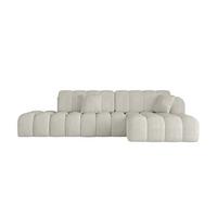 ECKSOFA mit Schlaffunktion Ottomane RECHTS OLEA-L2 321x164x75 Creme Cord - Ecru/Schwarz, Holzwerkstoff/Kunststoff (164/321cm) - ALTDECOR