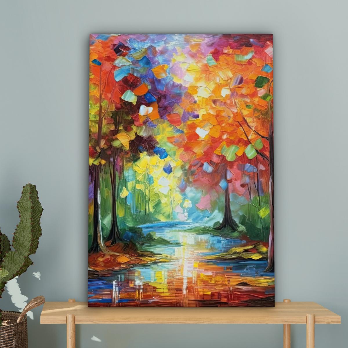 LEINWANDBILD Landschaft - Wald - Farben - Natur Wanddeko 40x60 cm - Multicolor, Textil (40/60cm) - MuchoWow