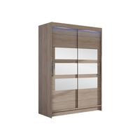 KLEIDERSCHRANK Miami V, mit RGB LED Beleuchtung - Silberfarben/Trüffeleichefarben, Holzwerkstoff/Kunststoff (120/200/58cm) - MIRJAN24