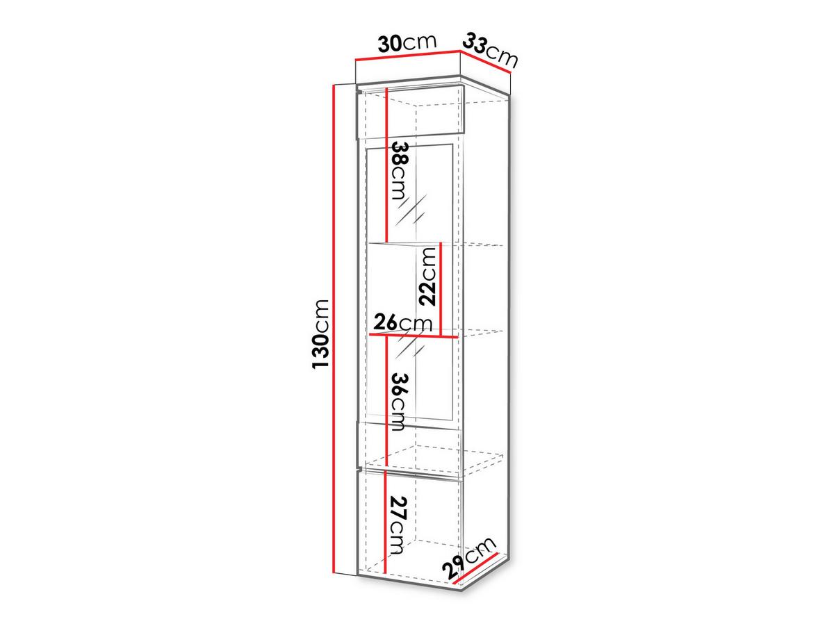 HÄNGEVITRINE Vera 002 mit LED Beleuchtung - Weiß Hochglanz/Alufarben, Holzwerkstoff/Kunststoff (30/130/33cm) - MIRJAN24