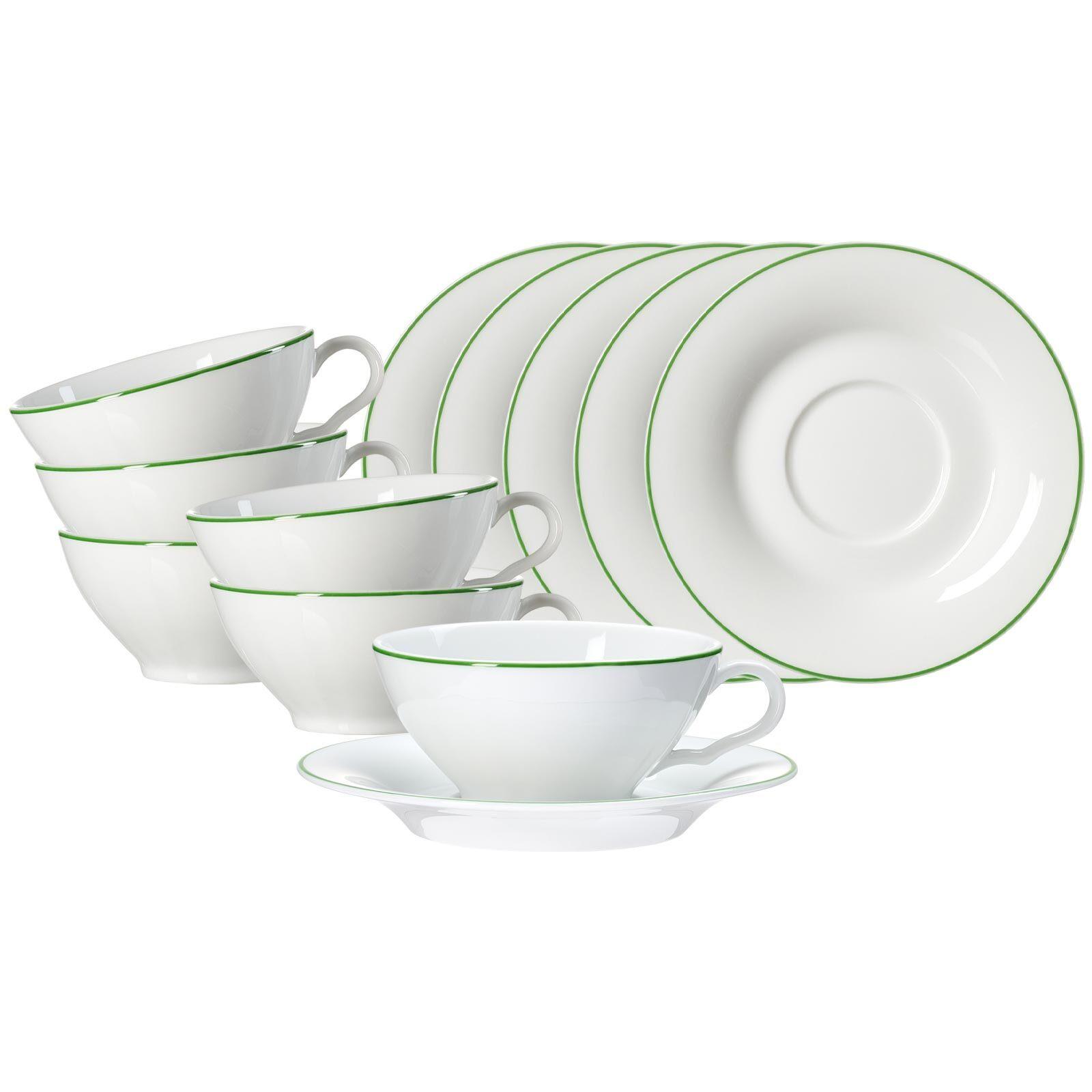 TEETASSEN MIT UNTERTASSEN Ostfriese Grün 100 ml 6er Set - Grün, Keramik (0.1L) - Ritzenhoff Breker