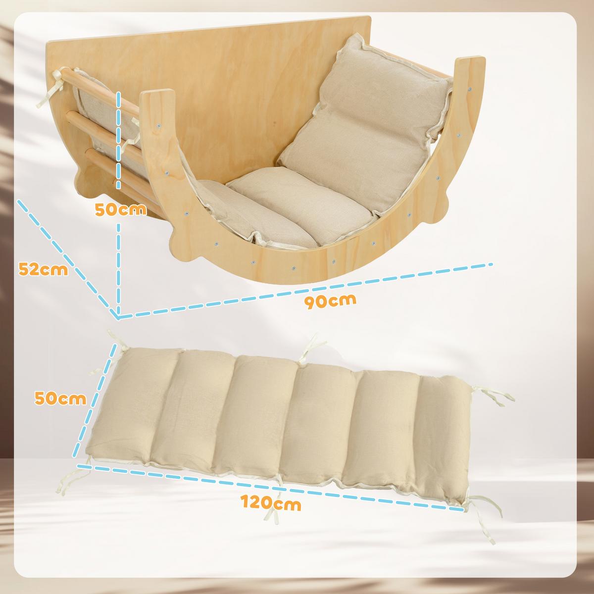 2 in 1 Klettergerüst Set, Kletterbogen zum Schaukeln und Klettern, Naturholz - Naturfarben, Holzwerkstoff (52/50/90cm) - AIYAPLAY