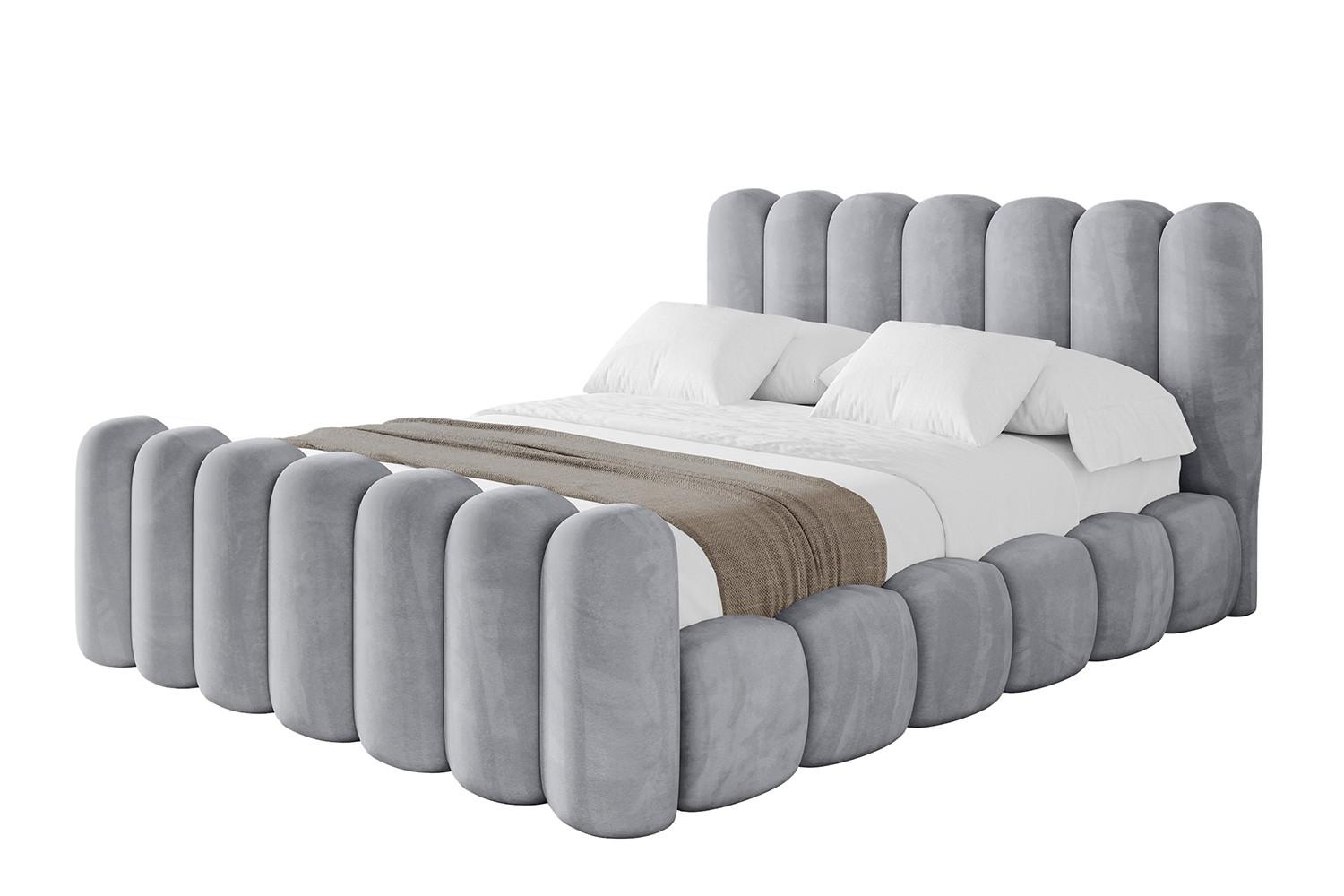 POLSTERBETT mit Bettkasten, Fußteil und Lattenrost, Boxbett ohne Matratze - SENA-Z 120x200 Hellgrau - Hellgrau, Holzwerkstoff/Textil (120/200cm) - ALTDECOR