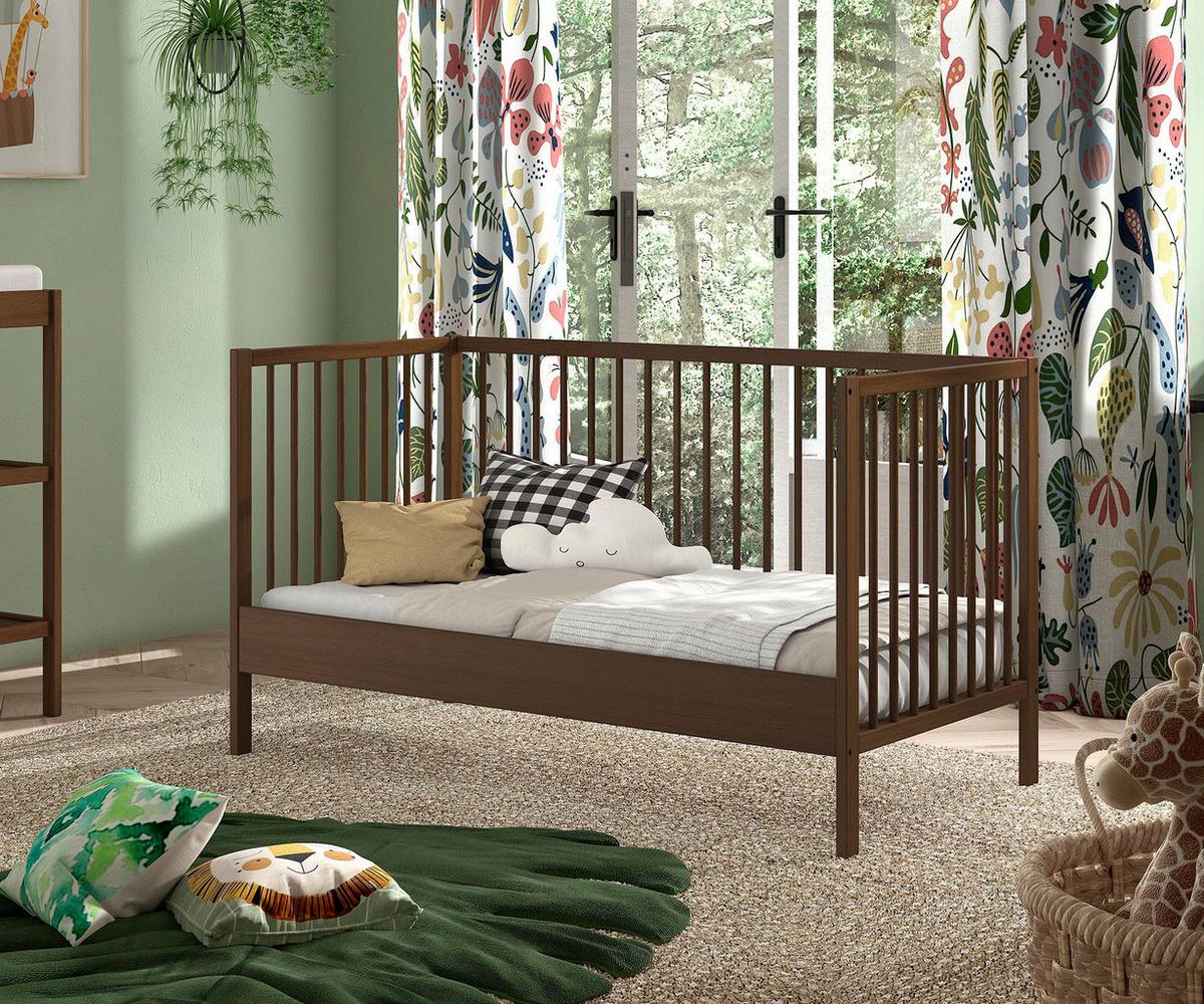 GITTERBETT Keira zum Juniorbett umbaubar Buche massiv nussbaum - Nussbaumfarben, Holz (70/140cm) - 58aufmkessel