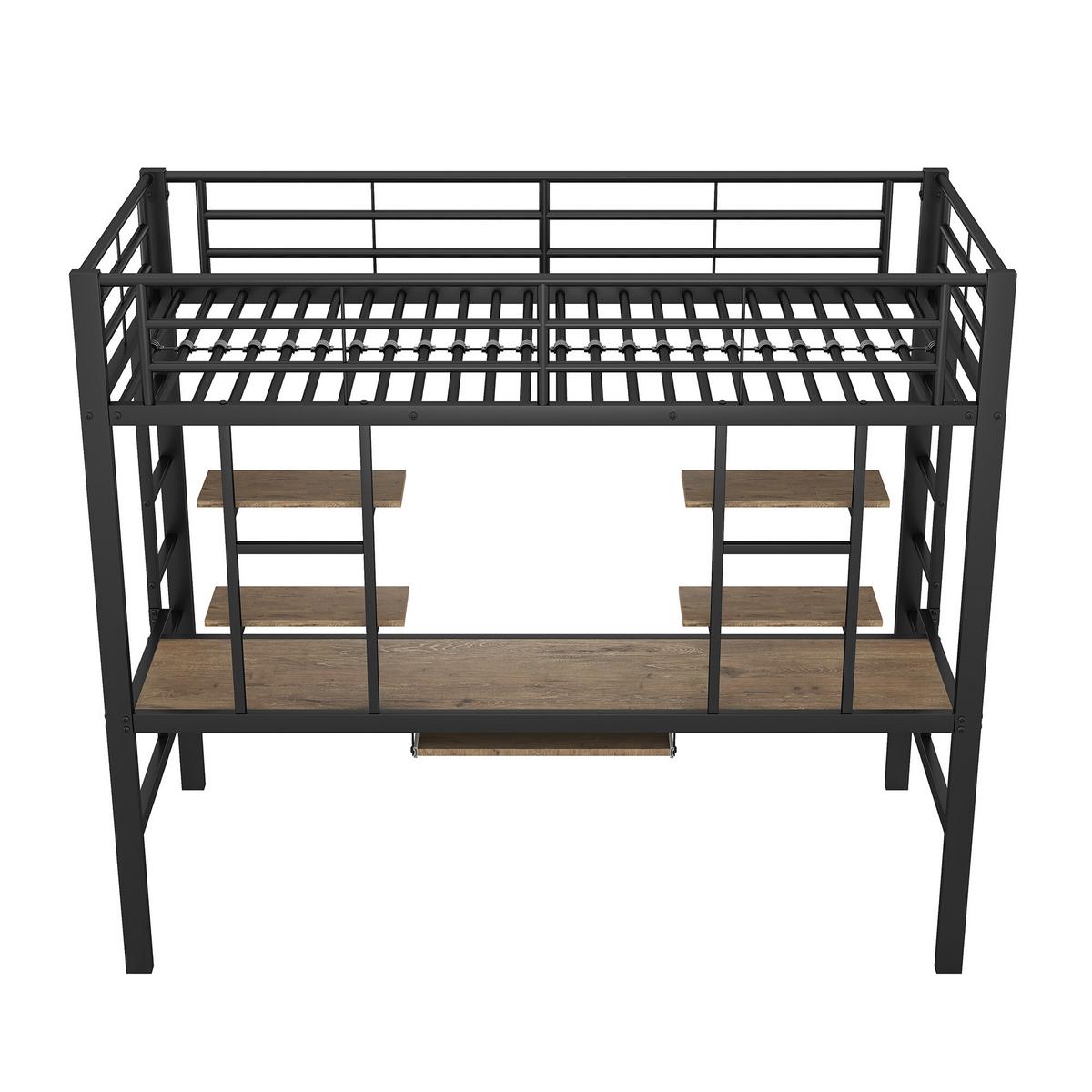 BETT Schwarz 204/95/180 cm - Schwarz, Holzwerkstoff/Metall - Urban Meuble
