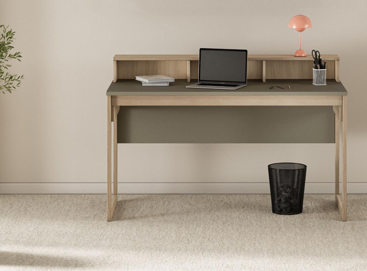 WOHNKOMBINATION Salbei grün, Eiche mit Highboard und Schreibtisch skandinavisch, Soft-Close - Salbeigrün/Eichefarben, Glas/Holzwerkstoff (246/125/60cm) - Furn.Design