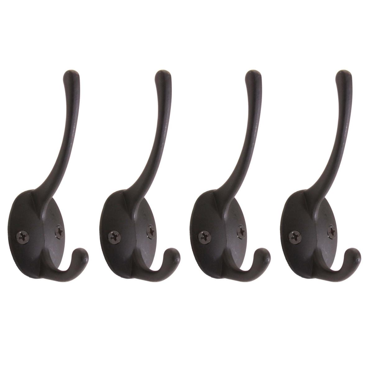 GARDEROBENHAKEN abgerundet Schwarz 4er-Set - Schwarz, Metall (3/8/4cm) - MCW