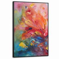 LEINWAND Bilder mit Rahmen - Ölgemälde - Kunst - Abstrakt - Farbenfroh - 80x120 - Altrosa, Textil (80/120cm) - MuchoWow