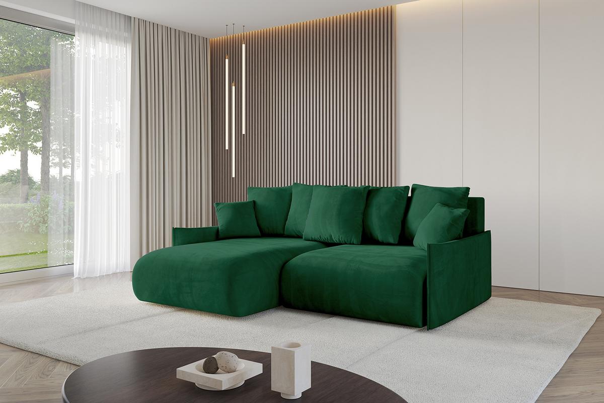 ECKSOFA Ottomane links ONESK-L-v1 216x177x72 Grün Velours - Grün, Holzwerkstoff/Kunststoff (216/177cm) - ALTDECOR