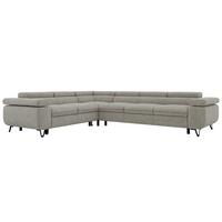 ECKSOFA NORDEN L - Hellgrau Stukture - Rechts Seite - Hellgrau/Schwarz, Textil/Metall (329/269cm) - MKS