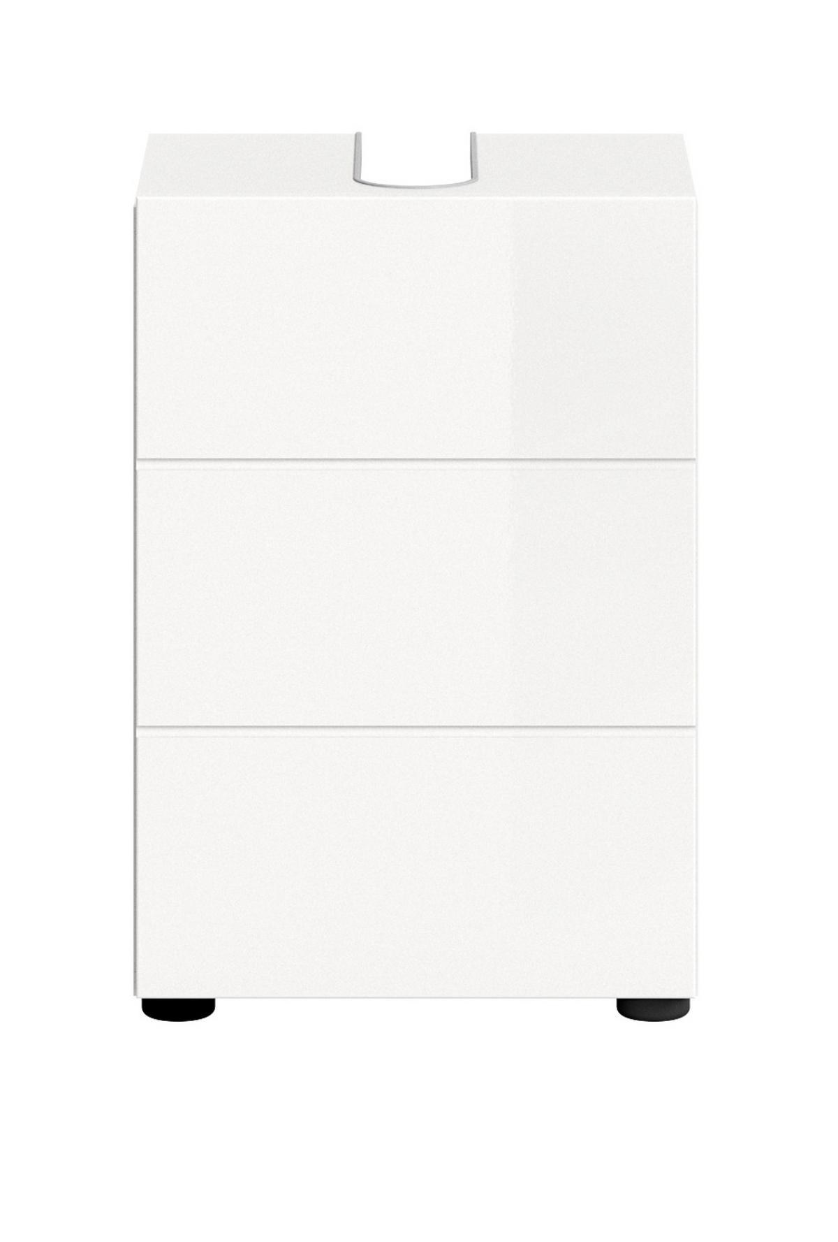 WASCHBECKENUNTERSCHRANK Weiß Hochglanz 38 cm, Bad Unterschrank 1-türig - Weiß Hochglanz/Schwarz, Holzwerkstoff/Kunststoff (38/56/34cm) - Inn.Furn