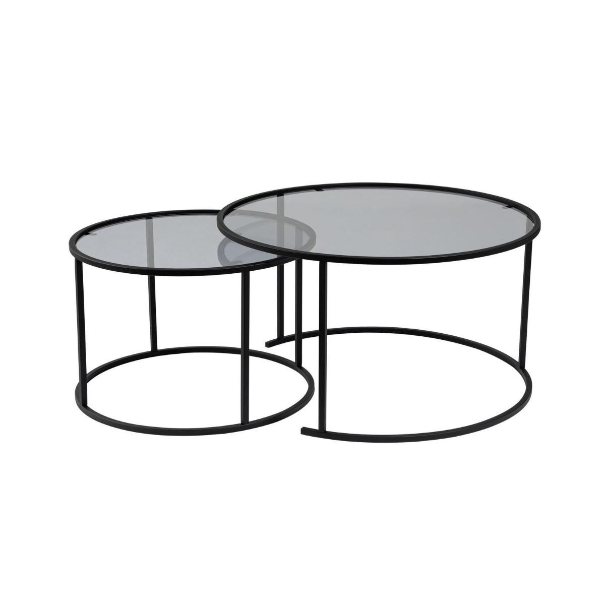 COUCHTISCHE mit Glasplatte 80/80/43 cm - Dunkelgrau, Metall (82/80/43cm) - Calicosy