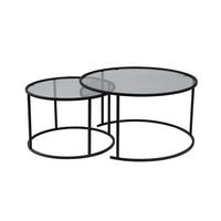 COUCHTISCHE mit Glasplatte 80/80/43 cm - Dunkelgrau, Metall (82/80/43cm) - Calicosy