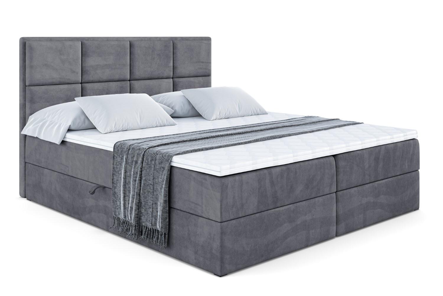 BOXBETT mit Matratze H4 und Lattenrost - NOVA - 180x200 - H4 - Dunkelgrau - Dunkelgrau, Holzwerkstoff (180/200cm) - ALTDECOR