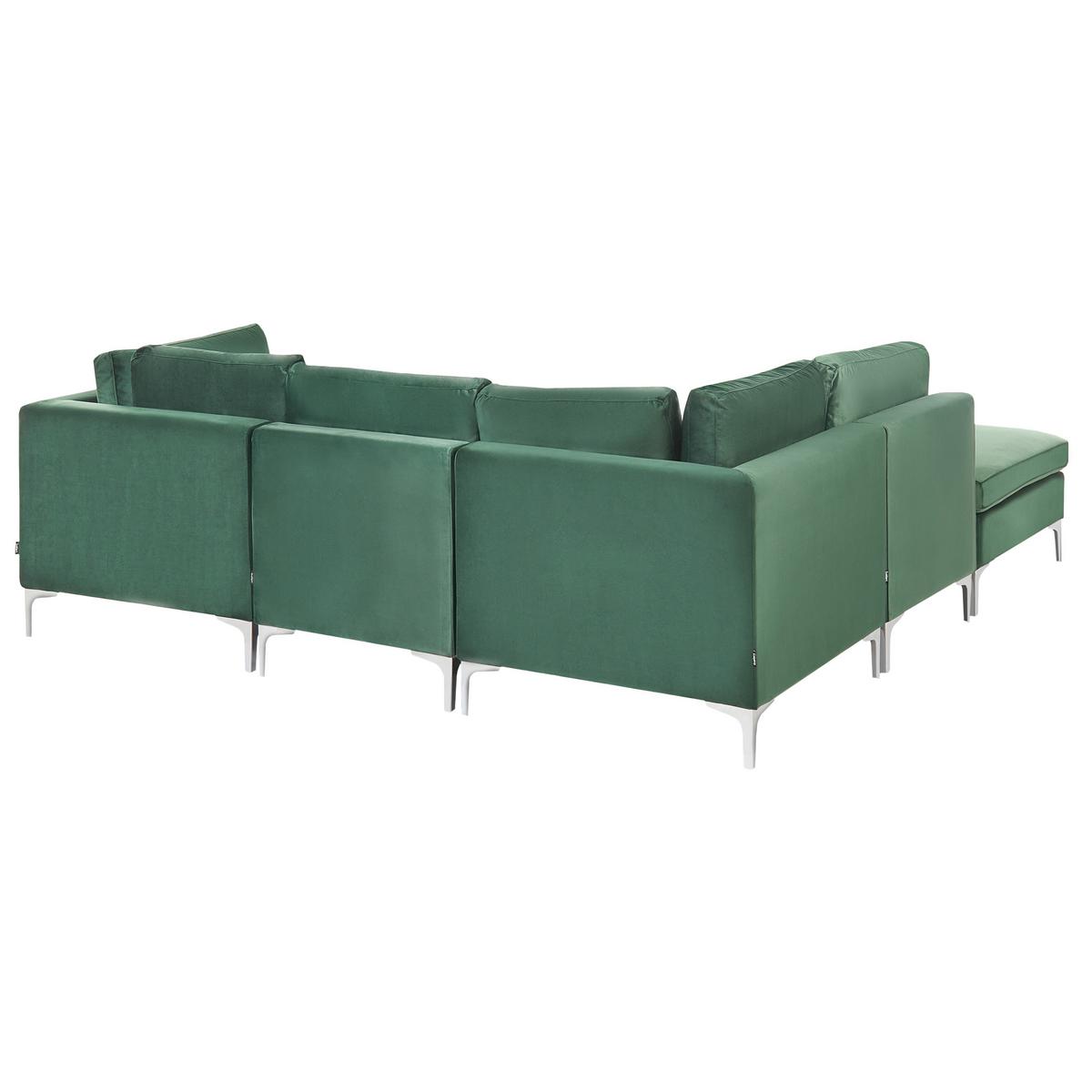 ECKSOFA Modul 4-Sitzer rechtsseitig Grün Samtstoff mit Ottomane Evja - Grün, Textil (235/150cm) - Beliani