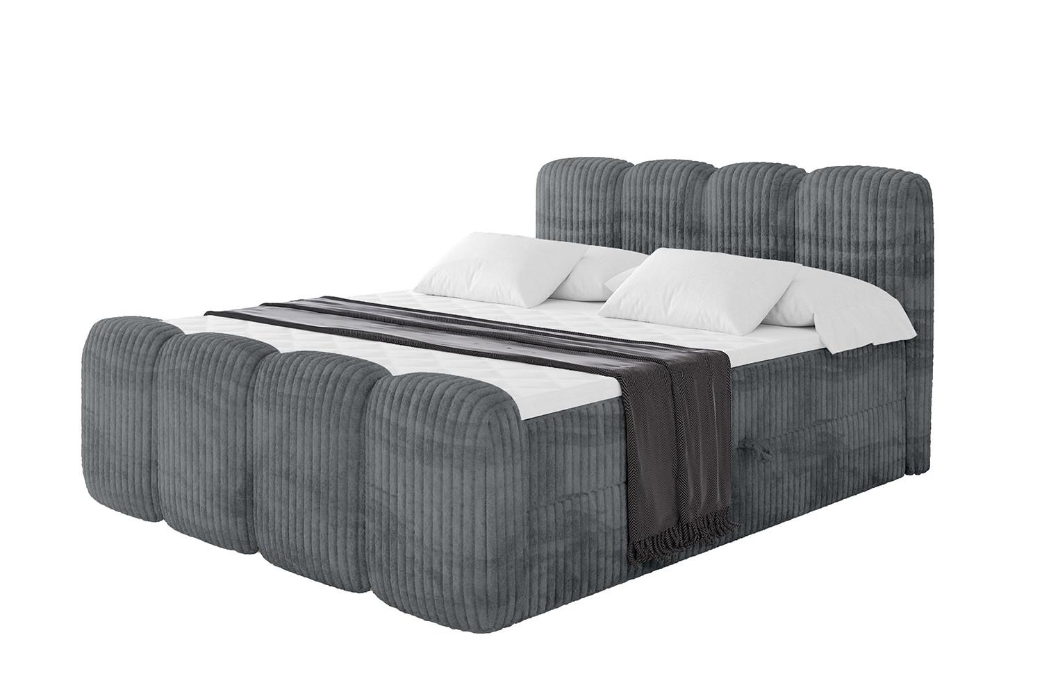 BOXBETT mit Matratze H4 und Lattenrost - NINA-Z - 160x200 cm - Dunkelgrau - Schieferfarben, Holzwerkstoff (160/200cm)