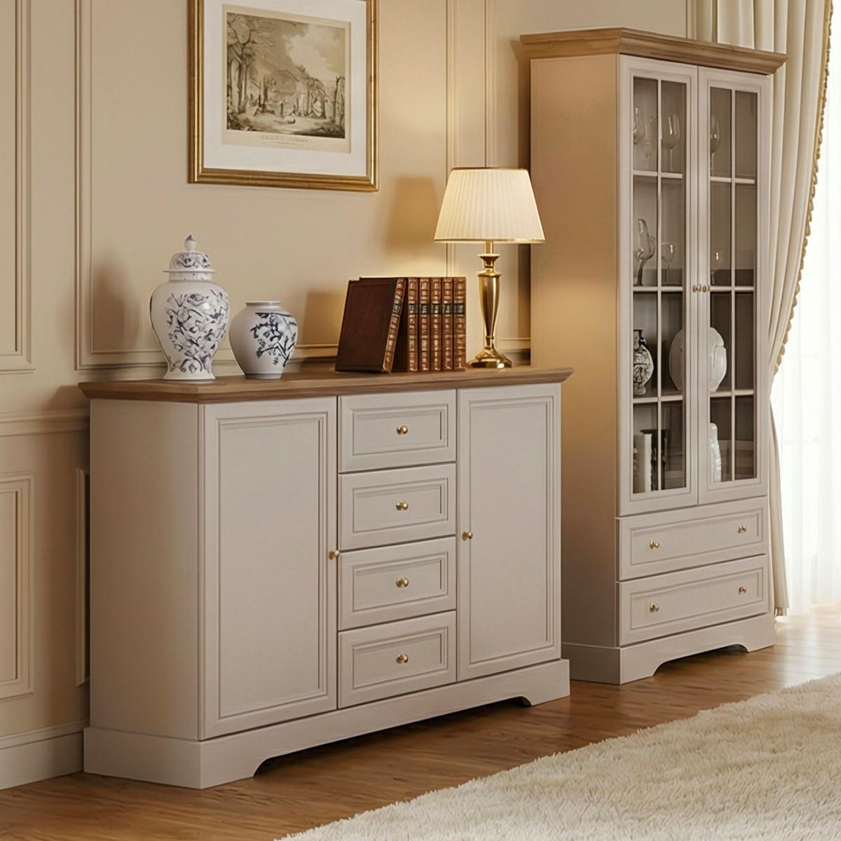 SIDEBOARD Dulci Kaschmir und Holz - Beige, Holzwerkstoff (124.7/91.5/46.2cm) - Petits-meubles