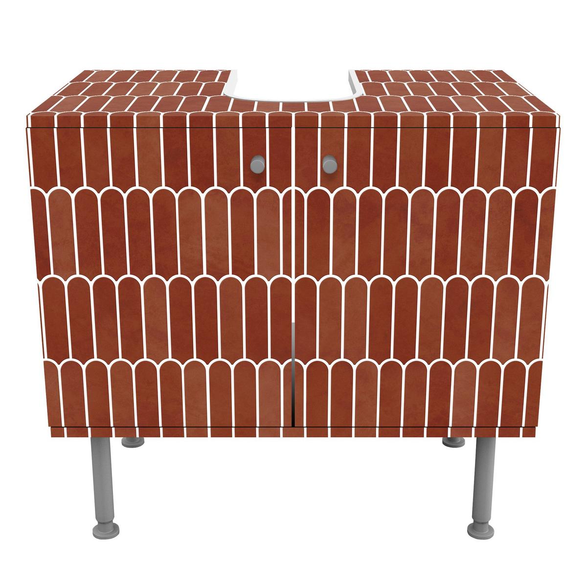 WASCHBECKENUNTERSCHRANK Fischschuppen Fliesen Terracotta 60/55/35 cm - Rot, Holzwerkstoff (60/55/35cm) - Bilderwelten