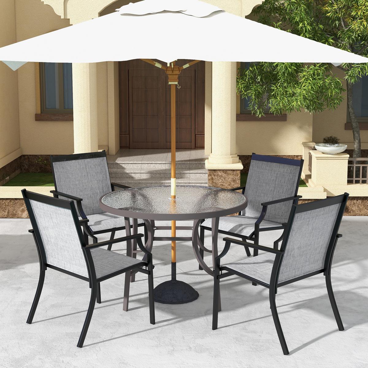 TERRASSENSTÜHLE Grau(2er-Set) - Grau, Metall (66/90/61cm) - COSTWAY