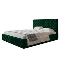 BETT 140x200 - Polsterbett mit Bettkasten und Metallrahmen - Elegant Betten - Glatter Kronos-Stoff - Kollektion Miami, Grün - Grün, Holz/Textil (140/200cm) - Alpi-Möbel