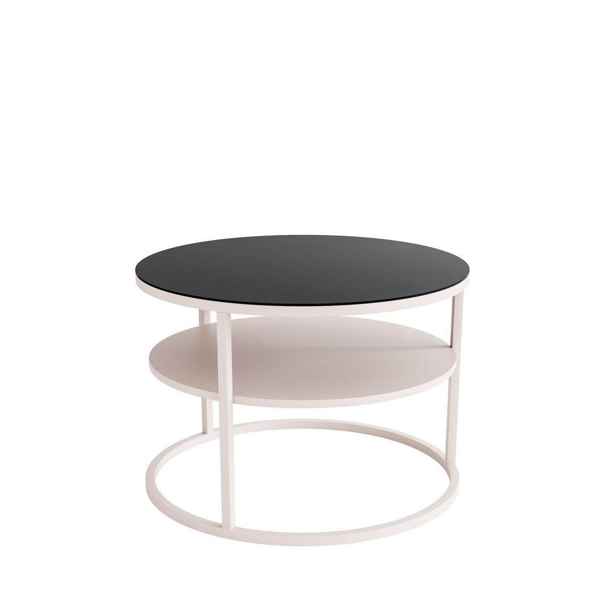 COUCHTISCH CIRI GLASS KASCHMIR mit Ablage Platte aus schwarzem Glas - Schwarz, Glas (70/70/47cm) - Lookway