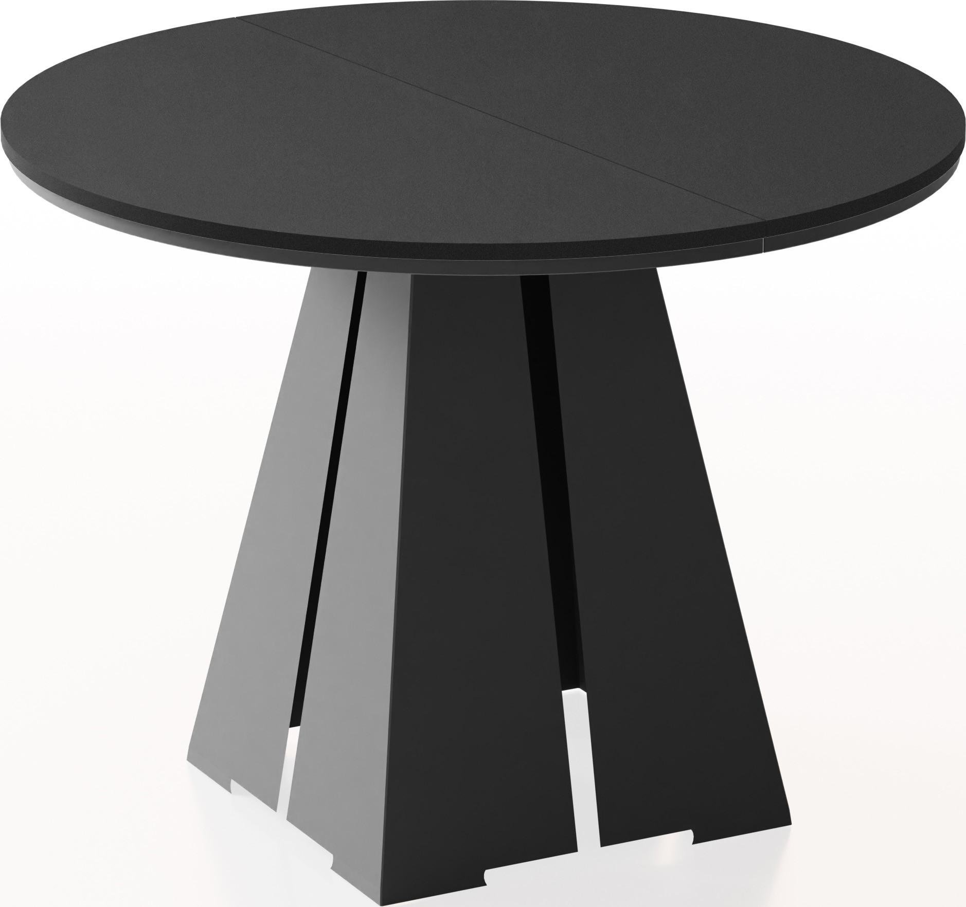ESSTISCH Kova runder ausziehbarer, Schwarz 100-180/100/76 cm - Schwarz, Holzwerkstoff/Metall (100/176/76cm) - WFL GROUP
