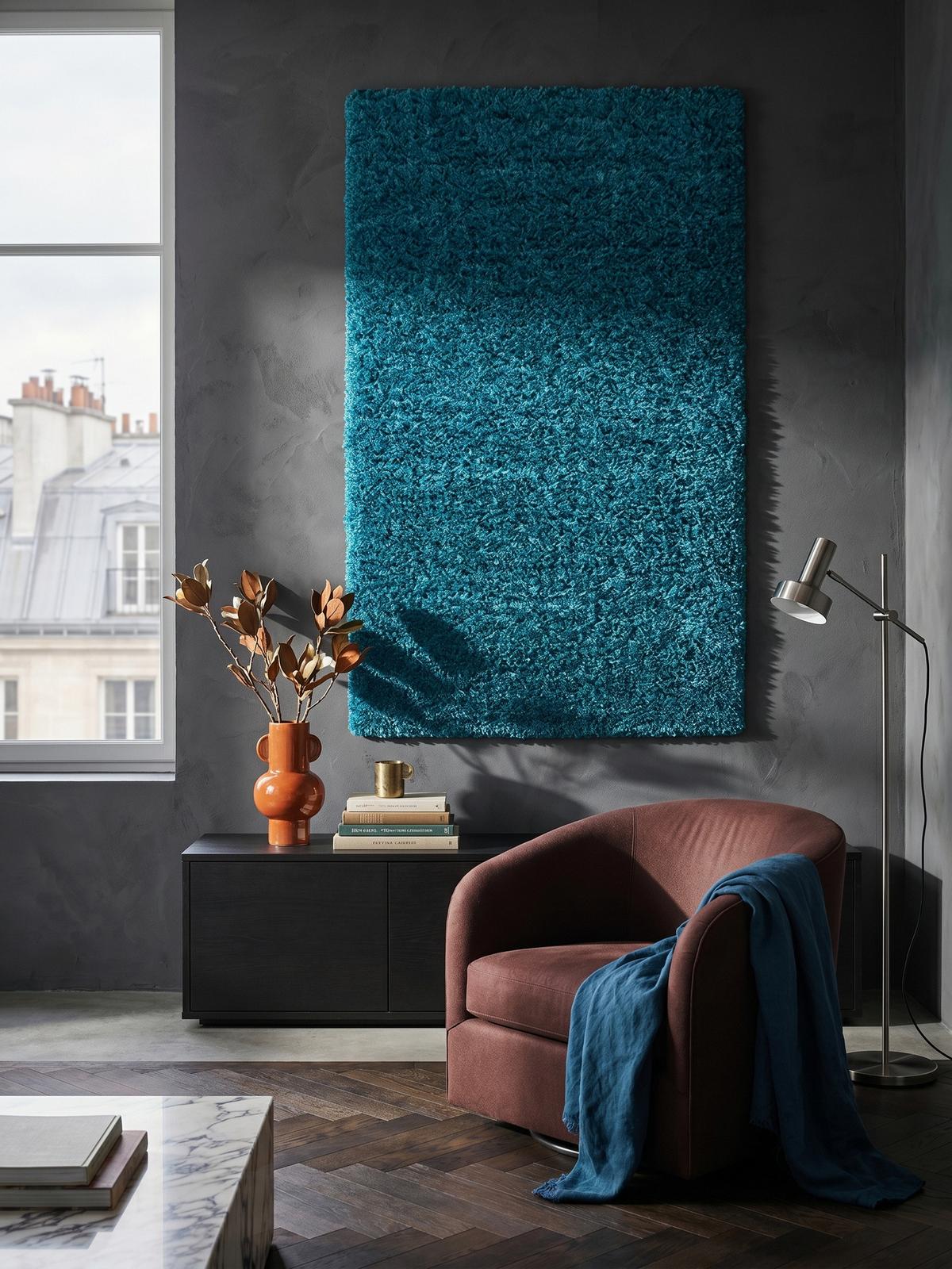 HOCHFLORTEPPICH RHEIN, einfarbig, aus Polypropylen, Türkis, 80 x 150 cm - Blau, Textil (150/80cm) - KADIMA DESIGN