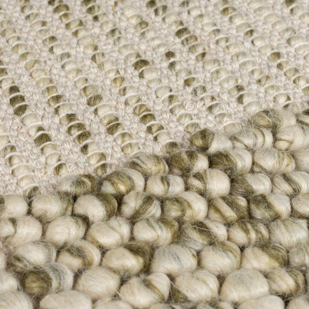WOLLTEPPICH MOAT, mit Bordüre, Grün-Natur, 80 x 150 cm - Grün, Textil (80/150cm) - KADIMA DESIGN