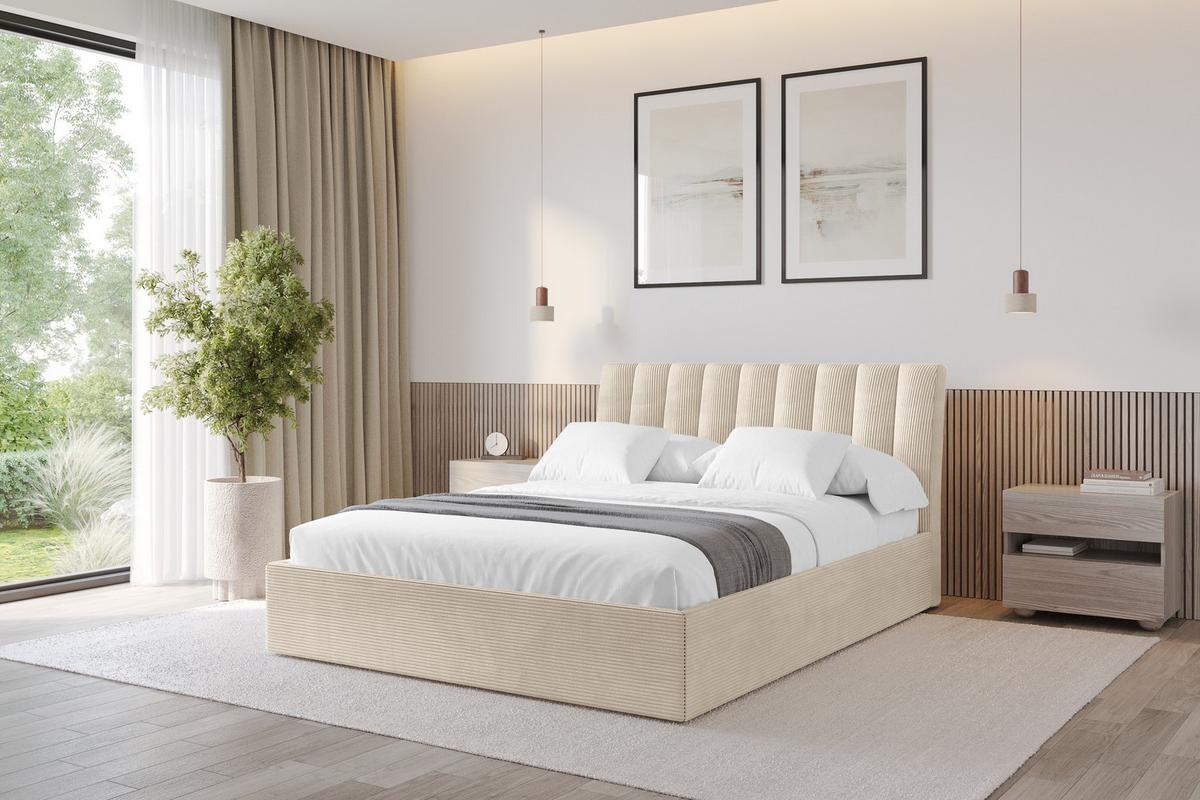POLSTERBETT mit Bettkasten und Lattenrost, Bett mit Matratze H3/H4 - ILAN 160x200 Beige - Kaschmir, Holzwerkstoff/Textil (160/200cm) - ALTDECOR