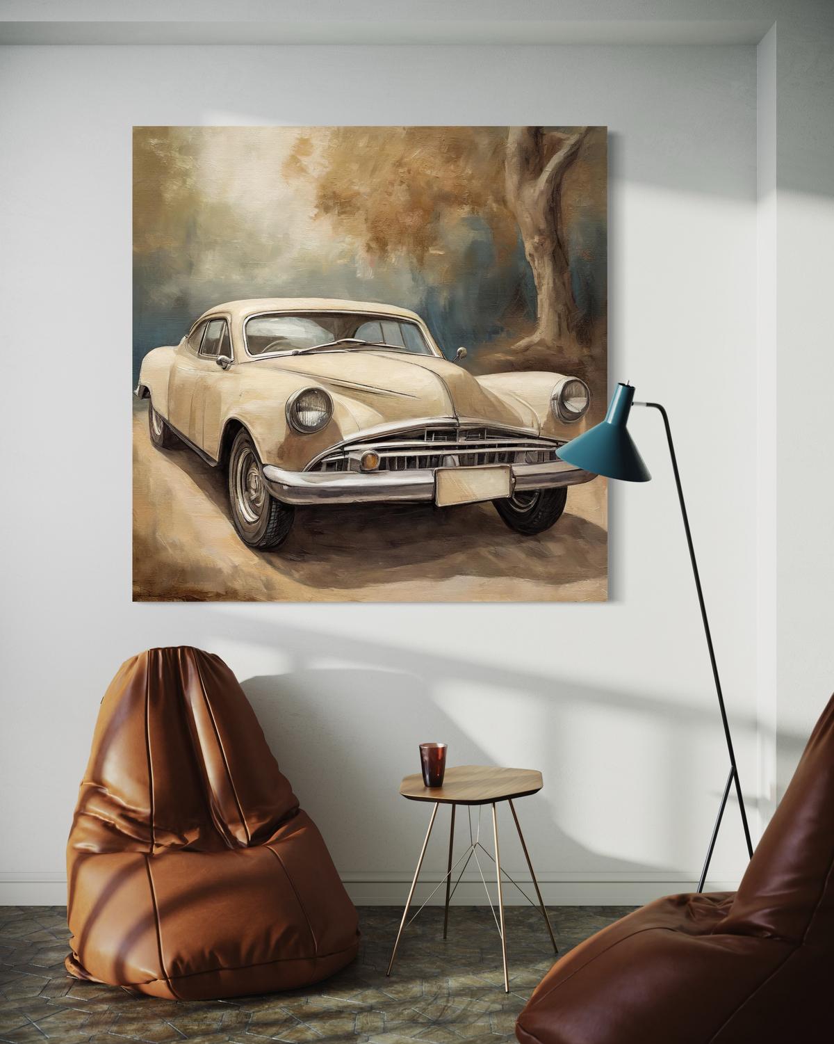 WANDBILD klassisches auto vintage - Beige, Textil (40/40cm) - Feeby