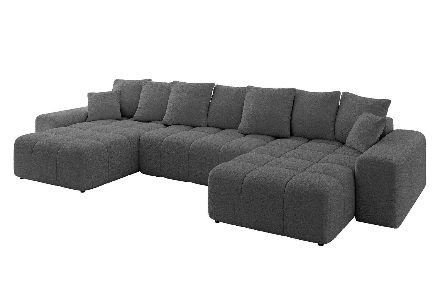 WOHNLANDSCHAFT ENIL-U 401x189x68 Grau Bouclé - Grau, Holzwerkstoff/Kunststoff (401/68/189cm) - ALTDECOR
