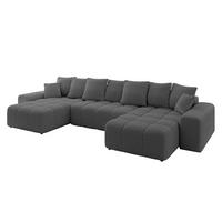 WOHNLANDSCHAFT ENIL-U 401x189x68 Grau Bouclé - Grau, Holzwerkstoff/Kunststoff (401/68/189cm) - ALTDECOR